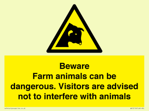 Beware Farm animals can be dangerous. Visitors are advised not to interfere with animals